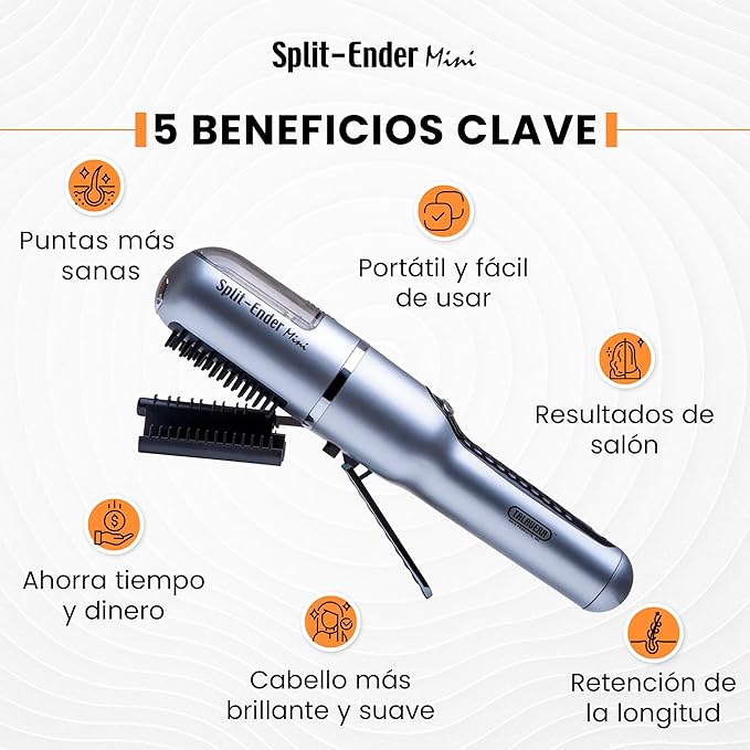 Mini – Original Cordless Split End Hair Trimmer for Dry, Damaged, Brittle, Frizzy, Curly or Straight Hair – 3 AAA Battery Operated Hair Clipper for Home Use – Silver
