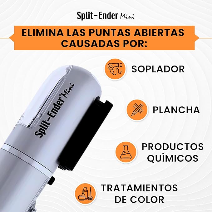 Mini – Original Cordless Split End Hair Trimmer for Dry, Damaged, Brittle, Frizzy, Curly or Straight Hair – 3 AAA Battery Operated Hair Clipper for Home Use – Silver