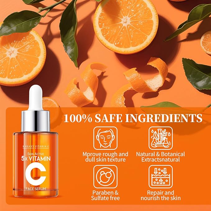 Premium Vitamin C 20% Serum For Face with Hyaluronic & Amino Acids - Boost Skin Collagen, Hydrate & Plump Skin, Anti Aging & Wrinkle Facial Serum, All Skin Types – 1 Fl Oz