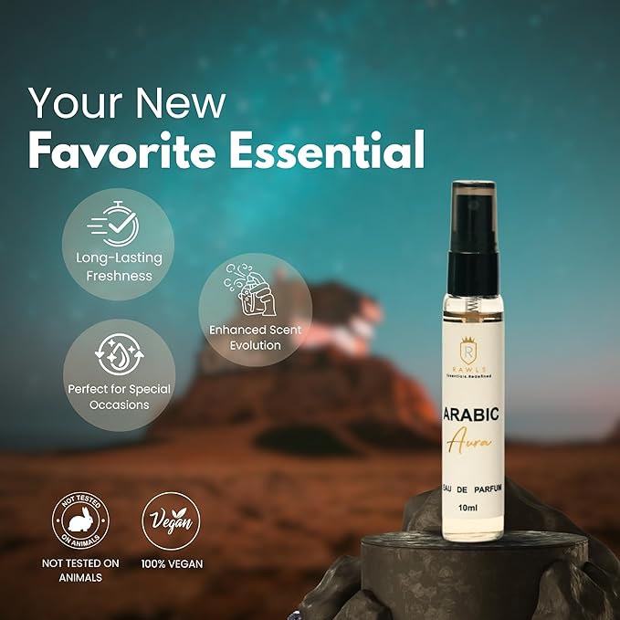 Arabic Aura Eau de Parfum Spray – Unisex Long-Lasting Perfume with Coffee, Jasmine, Vanilla & Cedarwood – Clean Luxury Fragrance for Day & Night, Travel Size, 10ml
