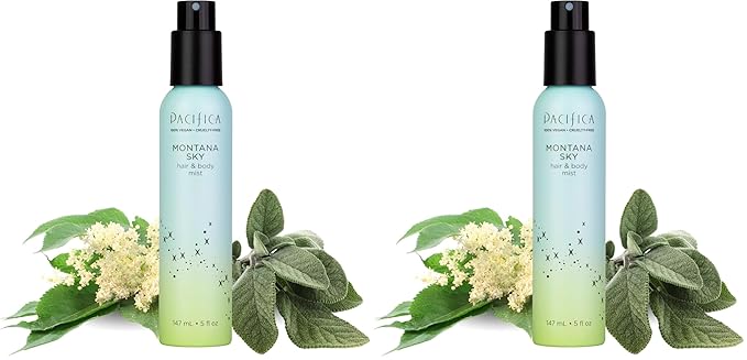 Pacifica Hair Mist Perfume & Full Body Spray for Women - Montana Sky Body Mist Fragrance w/Cedarwood, Elderflower, Black Pepper, Sage & Sandalwood Clean Beauty Alcohol-Free, Vegan & Cruelty-Free 5 oz