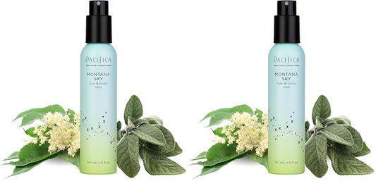 Pacifica Hair Mist Perfume & Full Body Spray for Women - Montana Sky Body Mist Fragrance w/Cedarwood, Elderflower, Black Pepper, Sage & Sandalwood Clean Beauty Alcohol-Free, Vegan & Cruelty-Free 5 oz