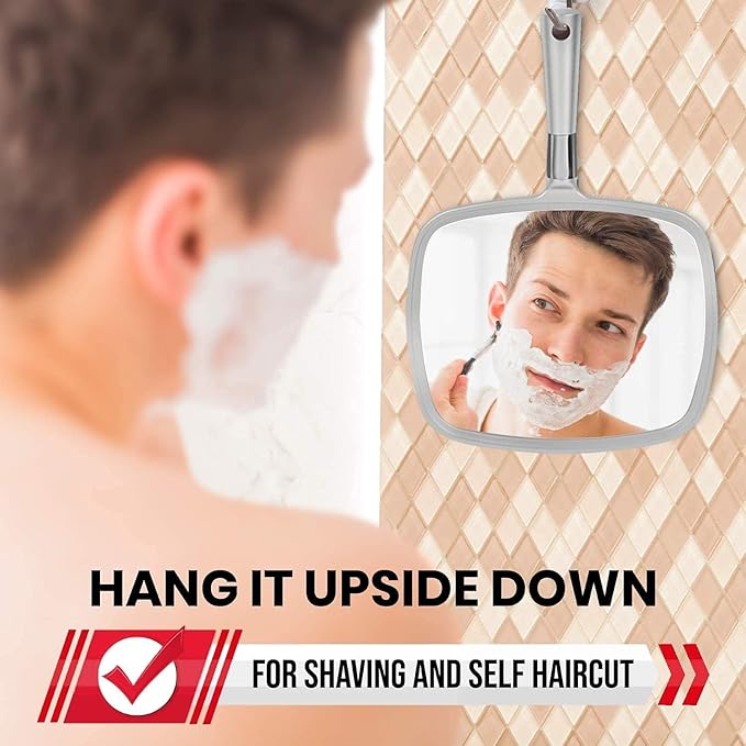 MIRRORVANA Large & Comfy Hand Held Mirror with Handle - Silver Salon Model (5-Pack)