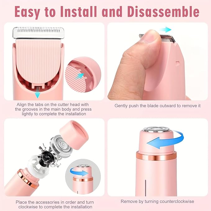 Dermave Bikini Shaver,2025 New Dual Head Shaver Women, 2 in 1 Wet & Dry Waterproof Electric Bikini Trimmer for Women,Pink