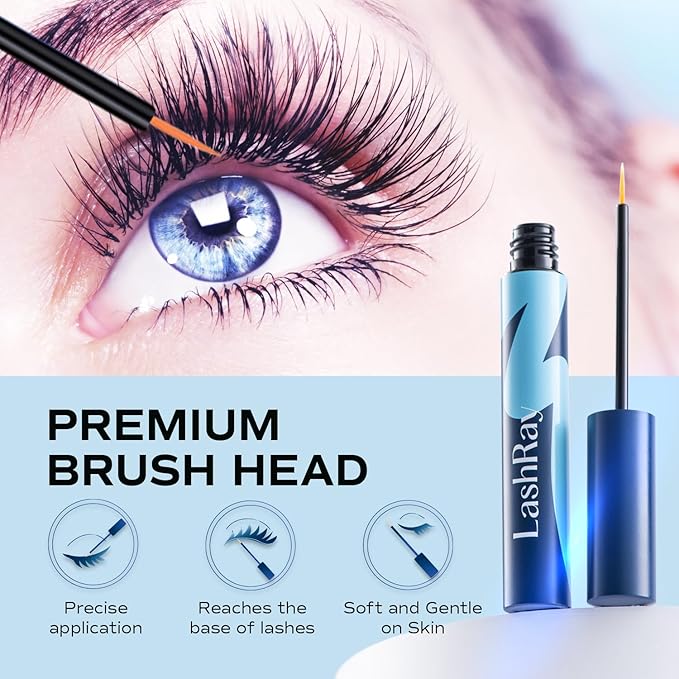 Premium Eyelash Growth Serum, LashRay Advanced Rapid Lash Serum for Eyelash Growth with Natural Formula - Boost Thicker, Longer Eyelashes