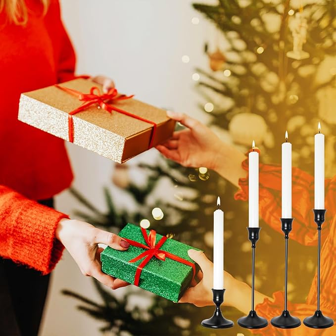 Candlestick Holders, Black Metal Taper Candle Holder, Vintage Candle Holders for Pillar Candles, Table Mantel Wedding Festive Decor Party Party Decor Christmas Decorations, Set of 9