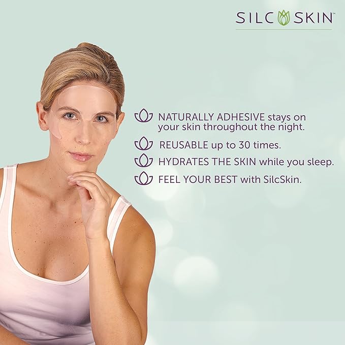 SilcSkin Facial Pad - Full Face Set Reusable Pads, Self-Adhesive Silicone Face Patches, Wrinkle Patches for Face and Eyes - 7 Reusable Face Pads