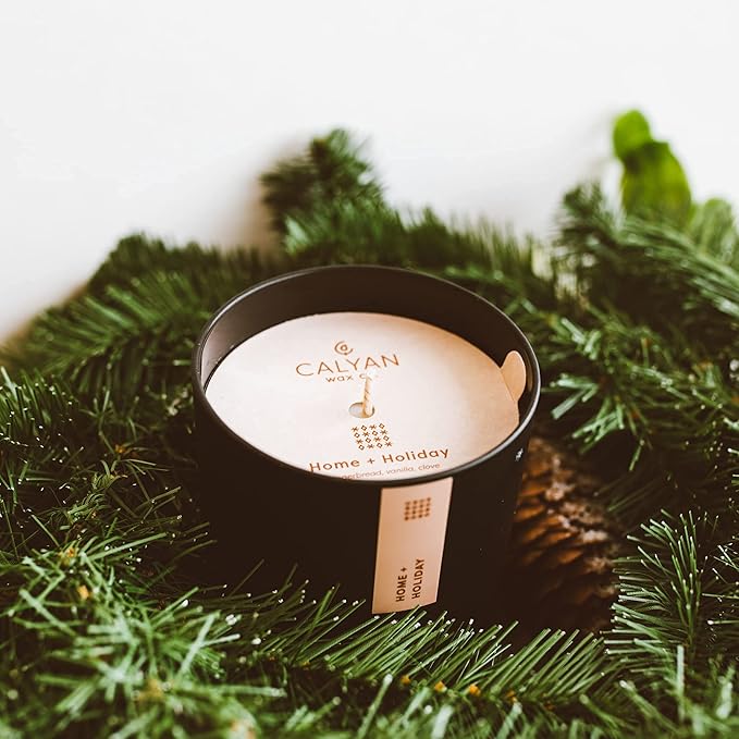 Calyan Wax Co. Home & Holiday Scented Candle - 75 Hour Burn - Luxury Non Toxic Soy Wax Candles - Long Lasting Black Tumbler Jar Candle for Home - 10.2oz