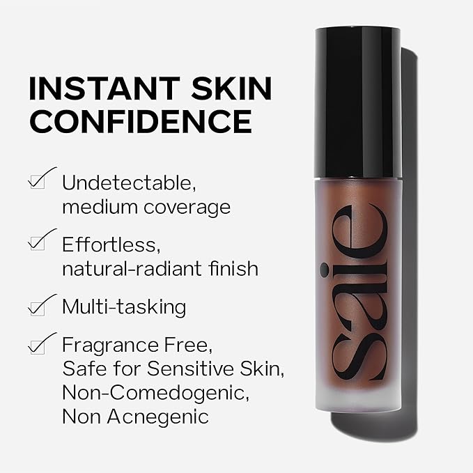 Saie Slip Tint Radiant Cream Concealer & All-Over Face Makeup - Concealer for Dark Circles, Redness & Blemishes - Lightweight Makeup Made with Hydrating Hyaluronic Acid - Shade 17 (0.17 oz)