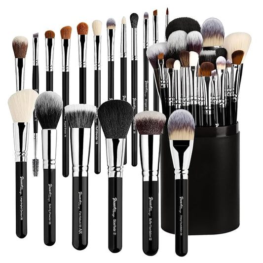 Bueart Design 19Pcs Professional Makeup Brush Set with Holder Case,Premium Synthetic Hair Brushes for Foundation, Blush,Powder,Bronzer,Cream,Concealer,Eye shadow,Contour for Make up
