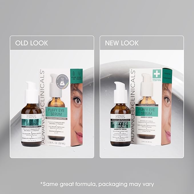 Advanced Clinicals Puffy Eye Under Eye Serum | Visible Anti Aging Brightening Vitamin C + Caffeine Serum Helps Improve Look Of Puffiness, Fine Lines, Dark Circles, & Uneven Skin Tone, 2-Pack