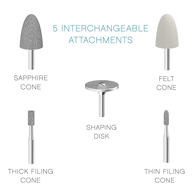 Pure Enrichment PureNails Express Cordless Manicure and Pedicure System - Portable, Battery-Powered Nail File with 5 Interchangeable Attachments, 2 Speeds and Storage Bag - Ideal for Travel & Home