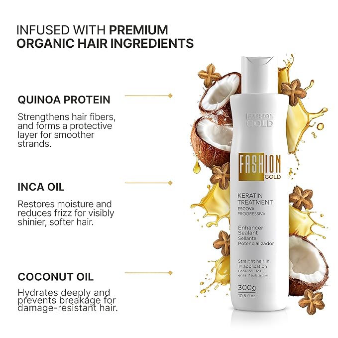 Keratin Hair Treatment, 6 USES per Bottle, Keratina para Alisar el Pelo, Alisado Brasileño Keratina Permanente, Alisados Organicos SIN FORMOL, Nanoplastia, 300 grs