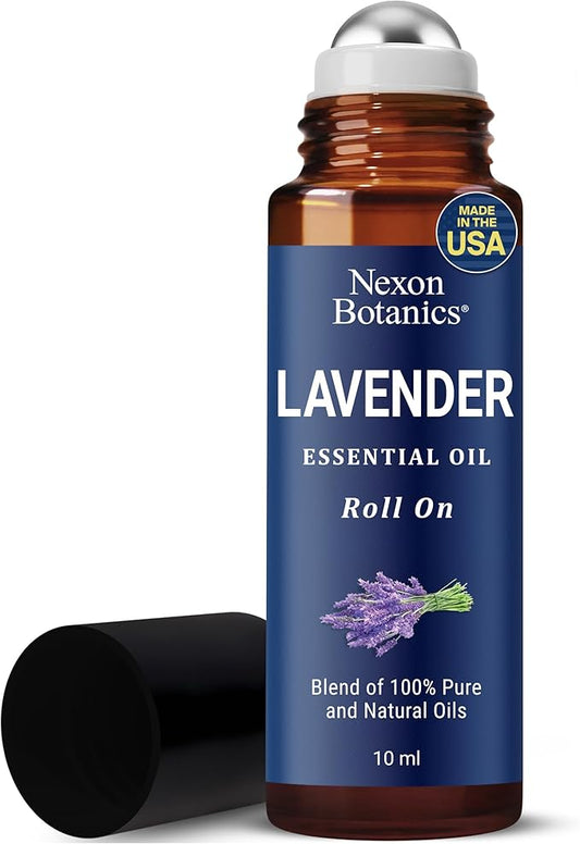 Lavender Essential Oil Roll-On 10 ml - Pure & Natural Blend, Prediluted Roller for Calmness, Relaxation & Skin Care - Nexon Botanics