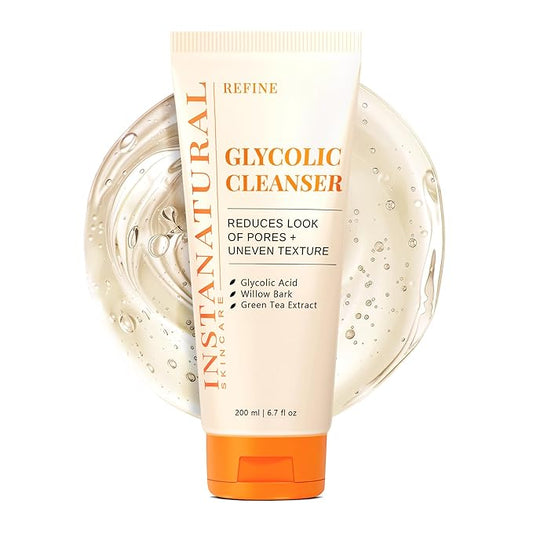InstaNatural Glycolic Acid Cleanser Face Wash for Women & Men, Gently Exfoliating, Pore Minimizer, Anti Aging, Blackhead Remover, Acne Facial Treatment with Botanical Extracts, 6.7 Fl Oz