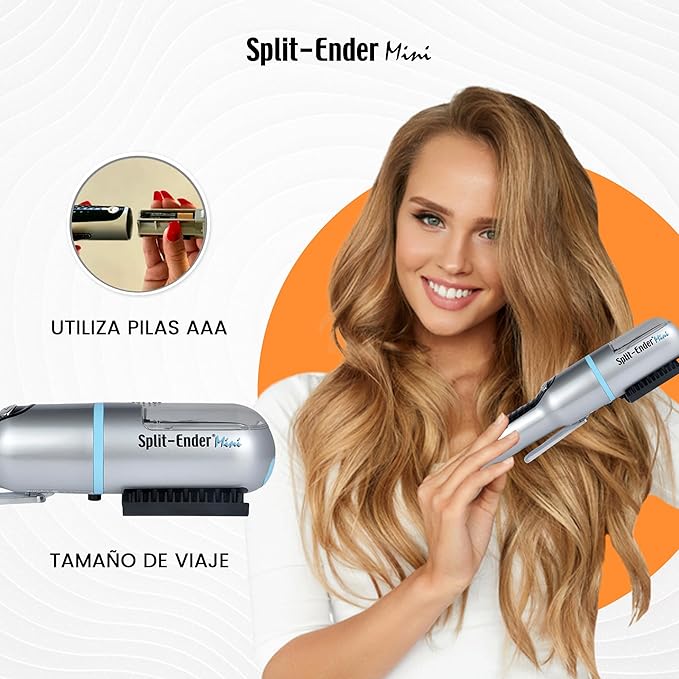 Mini Cordless Split End Hair Trimmer for Dry, Damaged, Brittle, or Frizzy Hair - Battery Operated Clipper for Straight and Curly Hair - Blue