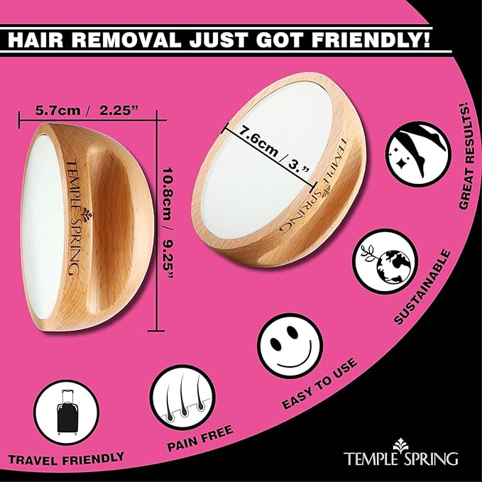 Temple Spring Crystal Hair Eraser - Beauty Tools + Accessories for Painless Hair Removal-Crystal Hair Remover for Silky Smooth Skin - Exfoliating Wooden Magic Hair Removal Stone for Legs+Body -Classic