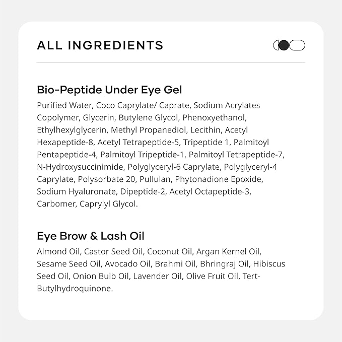 Cureskin Eye Care Combo | Lash & Brow Oil + Peptide Under Eye Gel | Dark Circle Cream & Lash Growth Serum for Men & Women