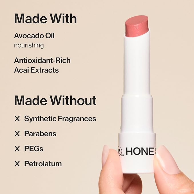 Honest Beauty Moisturizing Vegan Tinted Lip Balm | Antioxidant-rich Acai Extracts + Avocado Oil | Paraben Free + Cruelty Free | Fruit Punch