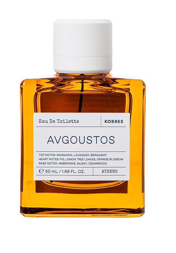 KORRES Avgoustos Eau de Toilette, Fig & Citrus Spray, Unisex Scent with Mandarin Lavender Bergamot, Fig Lemon Leaf Middle, Ambergris Cedarwood Base, Fruity Woody Aroma for Women & Men, 1.69 Fl Oz