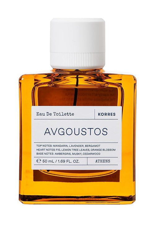 KORRES Avgoustos Eau de Toilette, Fig & Citrus Spray, Unisex Scent with Mandarin Lavender Bergamot, Fig Lemon Leaf Middle, Ambergris Cedarwood Base, Fruity Woody Aroma for Women & Men, 1.69 Fl Oz