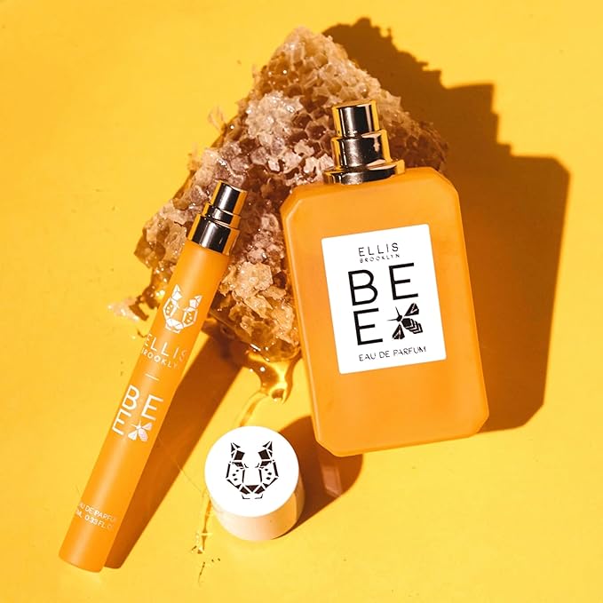 Ellis Brooklyn BEE Eau de Parfum, Honey Vanilla Perfume for Women, Warm & Spicy Scent with Sandalwood, Cocoa, and Dark Rum – Clean, Gourmand Fragrance, Paraben & Phthalate Free,100ml / 3.4 Fl Oz