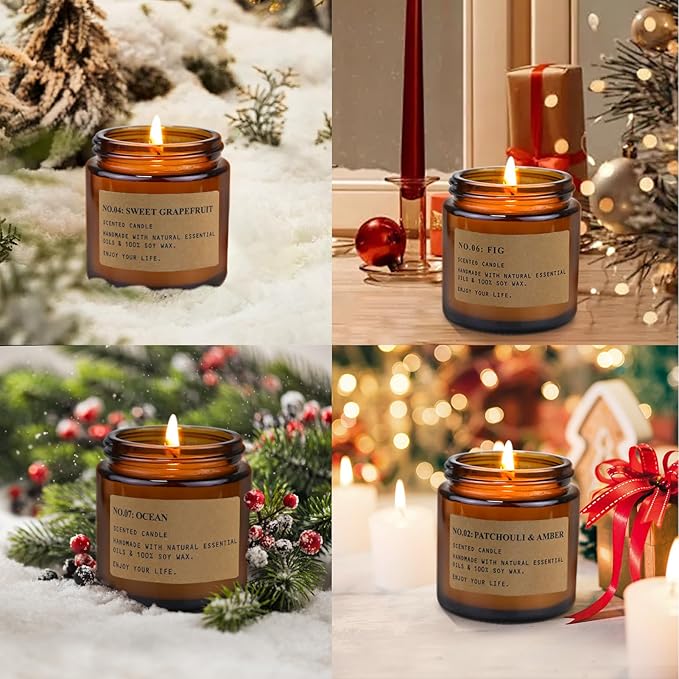 Candle Gift Set for Women – 8 Pack Scented Candles for Home,Long Lasting Soy Wax Amber Jar Candles, Aromatherapy Candle Set,Perfect Holiday & Christmas Gifts