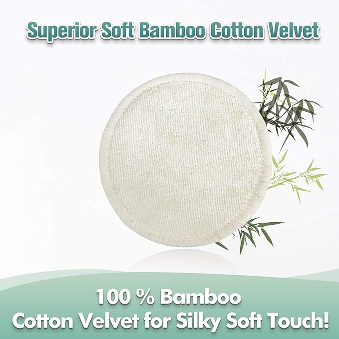 Chloven Reusable Makeup Remover Pads 24 Pack - Washable Eco-Friendly Bamboo Velour Pads for All Skin Types,Bamboo Reusable Cotton Rounds for Toner, with Cotton Bag and Round Box for Storage