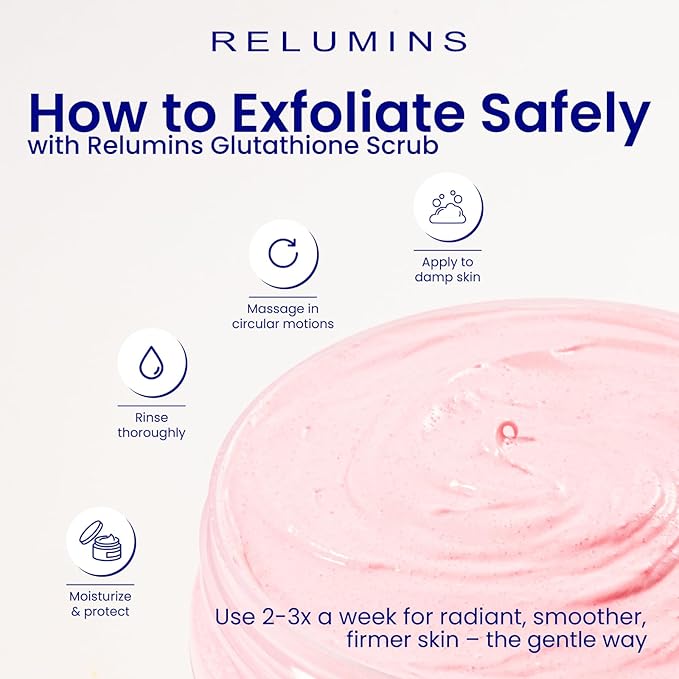 Relumins Premium Summer Body Scrub with Glutathione, Rosehip & Sea Salt – Hydrating Exfoliating Scrub for Smooth, Radiant, Beach-Ready Skin – Gentle Moisturizing Formula – 400ml