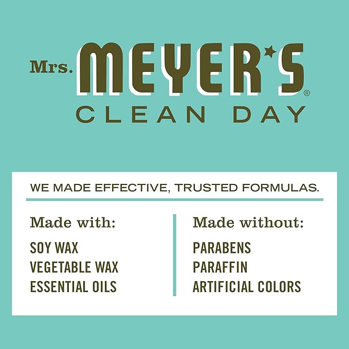MRS. MEYER'S CLEAN DAY Soy Aromatherapy Candle, 25 Hour Burn Time, Made with Soy Wax and Essential Oils, Basil, 4.9 oz