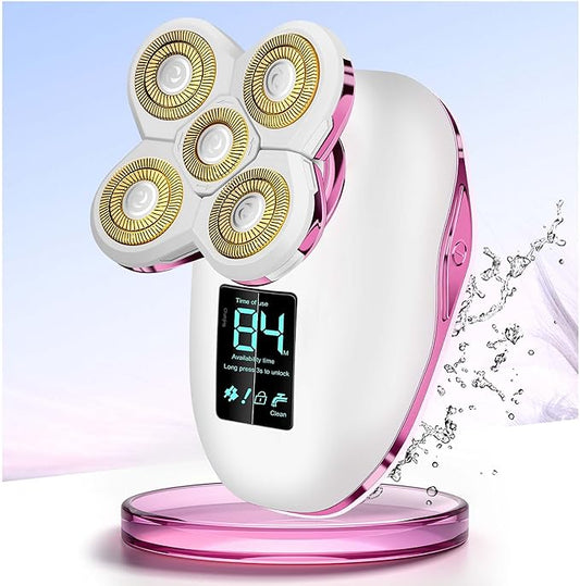 Electric Razors for Women Legs：5D Magnetic Detachable Head Flawless Razor-IPX7 Waterproof Wet Dry Cordless Trimmer-USB Rechargeable Travel Kit