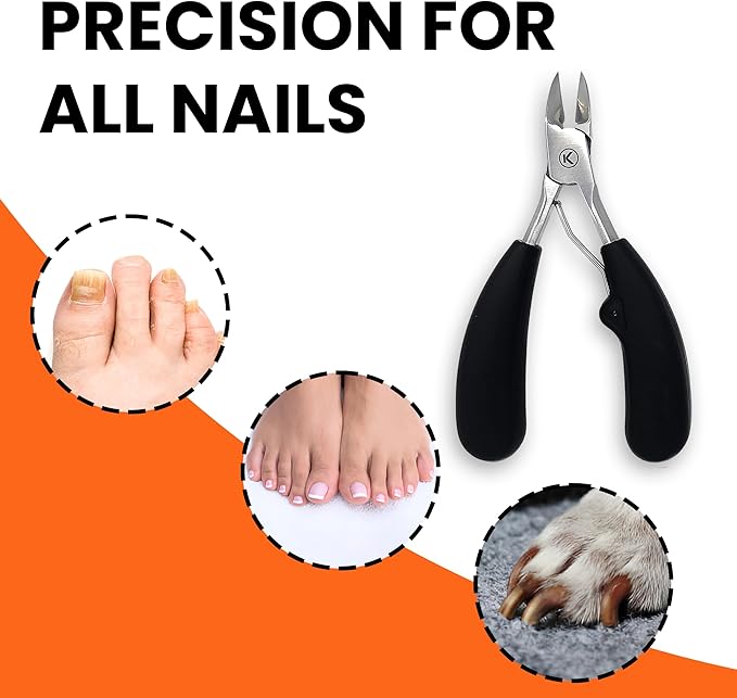 Kohm Toenail Clippers | Extra-Wide Blade & Non-Slip Grip for Thick, Ingrown & Fungal Nails | Heavy Duty Nail Cutter for Seniors, Men, Women & Pets