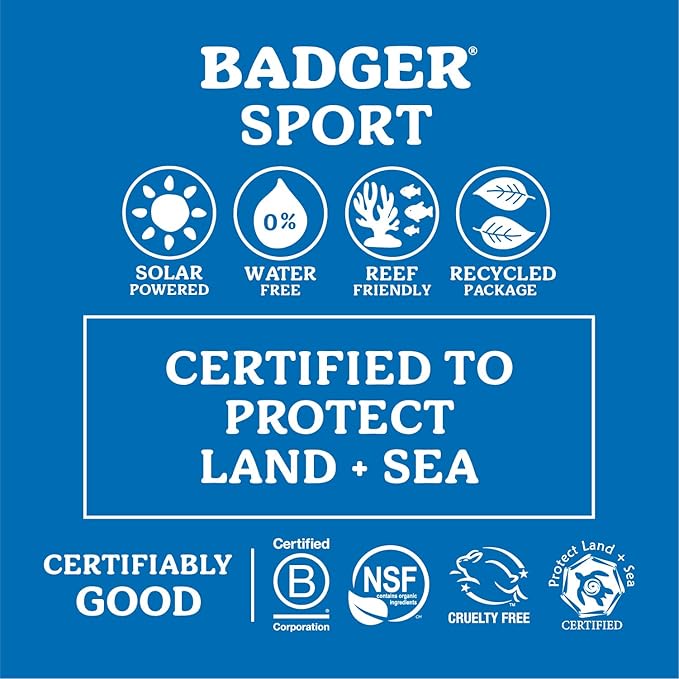 Badger Reef Safe Sunscreen Tin, Unscented SPF 40 Sport Mineral Sunscreen, 98% Organic, 80min Water Resistant Travel Size Hawaii Approved, 2.4 oz Tin, 2-Pack