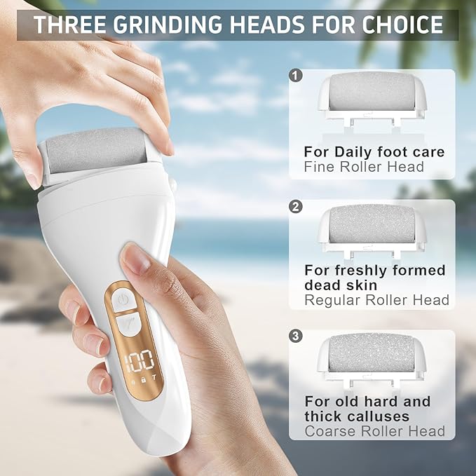 Electric Callus Remover for Feet,Rechargeable Electronic Foot File Pedicure Tools,Professional Waterproof Foot Scrubber File,Portable Pedi Feet Care for Cracked Heels &Dead Skin with LCD Display