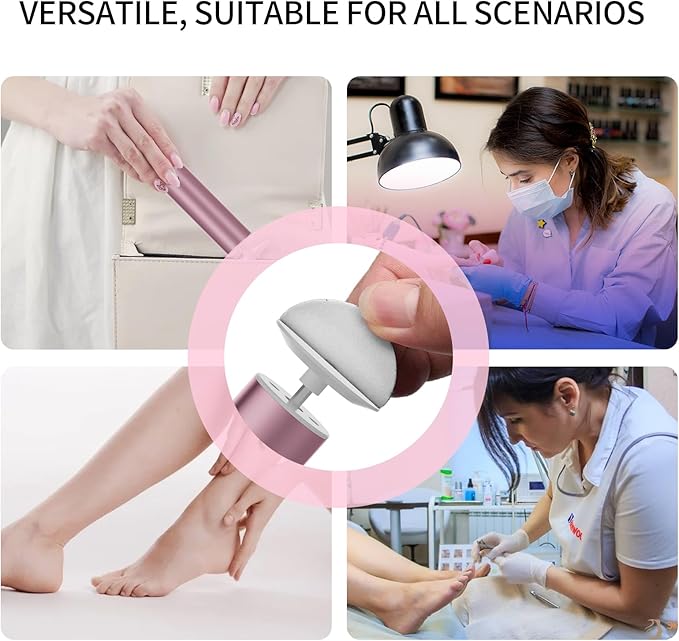 Powerful Electric Foot File & Callus Remover - Over 1-Hour Continuous Use, 360° Rotating Grinder, Foot Drill & Sander, 1200mAh Rechargeable Cordless Pedicure Tool,Foot Grinder(Pink+White)