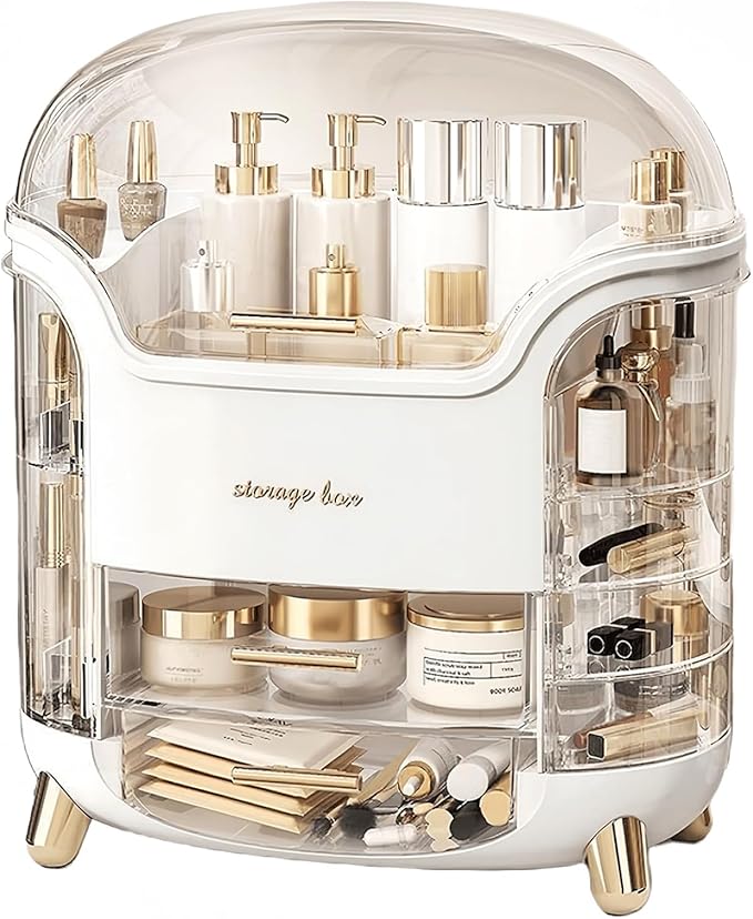 Large Makeup Organizer Countertop Vanity Organizer Case Skin Care Cosmetic Storage Box Bathroom Counter Perfume Skincare Organizers Make Up Caddy Gift Women Girls Clear Design Easy Visibility