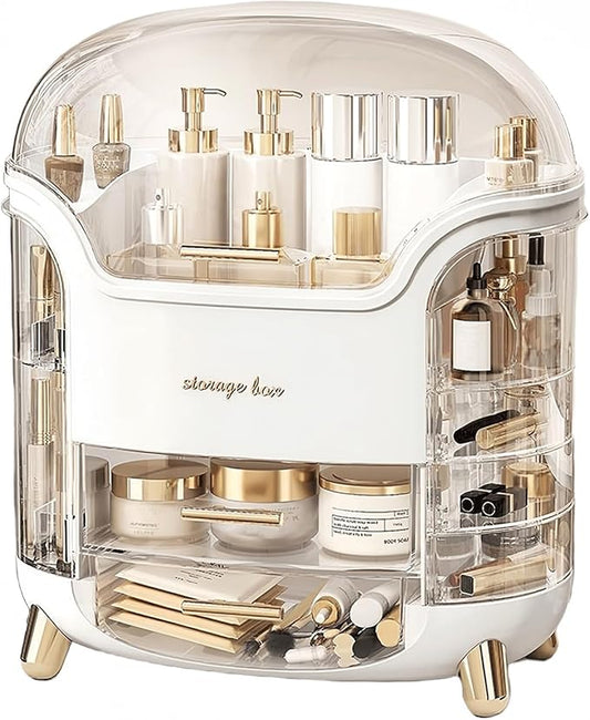 Large Makeup Organizer Countertop Vanity Organizer Case Skin Care Cosmetic Storage Box Bathroom Counter Perfume Skincare Organizers Make Up Caddy Gift Women Girls Clear Design Easy Visibility