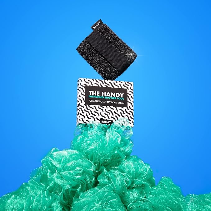 Ballsy Handy Shower Tool Sponge for Generating Extra Suds, with Gently Exfoliating Design