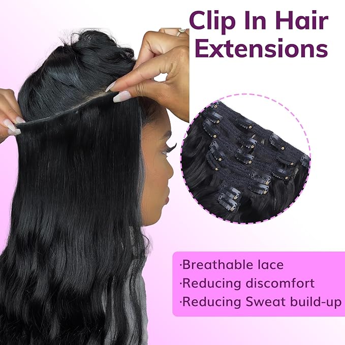 IDN BEAUTY Clip In Hair Extensions Real Human Hair, Straight 22 Inch 120g 7pcs Natural Black Real Virgin Human Hair Clip Ins Real Human Hair Black Women Thick Human Hair Clip In Extensions