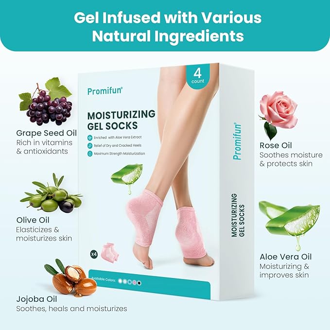 Moisturizing Heel Socks for Cracked Heel Treatment - Promifun 2 Pairs Moisturizer Socks - Heel Socks for Dry Cracked Feet - Cracked Heel Repair - Heel Socks for Women & Men (Pink)