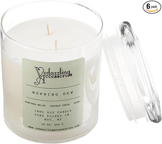 Morning Dew Soy Wax Candle 16 oz - Handpoured in NYC, Dual Wick, 50 Hour Burn Time, Paraffin-Free, Eco-Friendly, Long-Lasting Scent, Home Fragrance