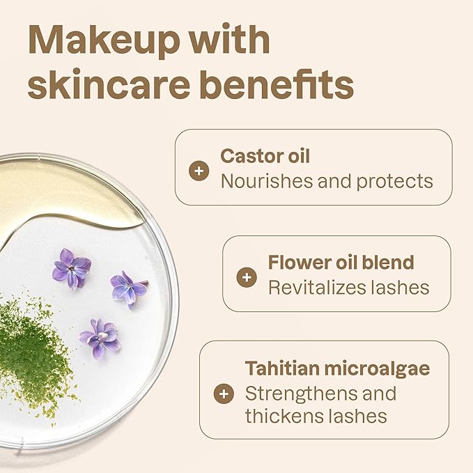 ATTITUDE Oceanly Serum Infused Mascara, EWG Verified, Eye Lash Serum, Length + Volume, Vegan Beauty and Makeup, Black, 0.24 Oz