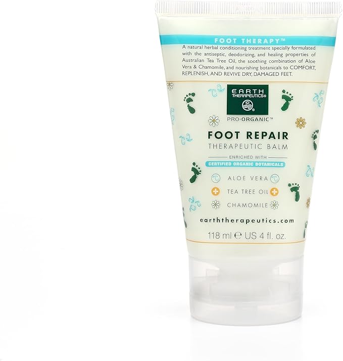 Earth Therapeutics Tea Tree Oil Foot Balm – Australian Tea Tree Oil with Aloe Vera & Chamomile – Hydrates, Softens & Conditions Dry Cracked Feet, Heel & Calluses – Soothe Irritated Skin ~ 4 Oz