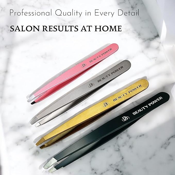 Ultra-Precision Professional Slant Tweezers for Women Facial Hair - German Stainless Steel, Lightweight Black Tweezers for Women & Men, Ideal for Eyebrow & Facial Grooming (3 Matte Black)