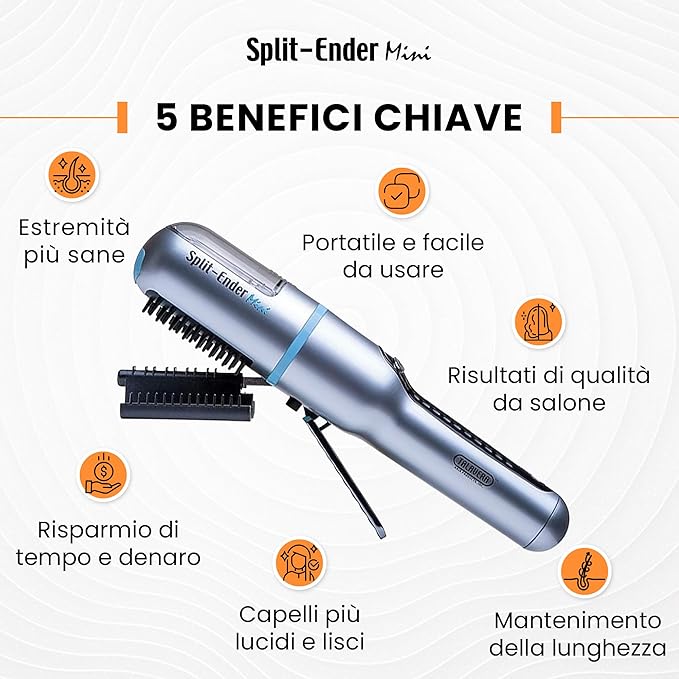 Mini Cordless Split End Hair Trimmer for Dry, Damaged, Brittle, or Frizzy Hair - Battery Operated Clipper for Straight and Curly Hair - Blue