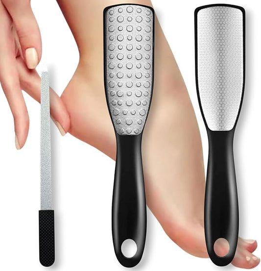Elegant Series Black Sapphire Foot File 9.6" – Stainless Steel Callus Remover for Hard Skin – Dual-Sided Fine & Coarse Pedicure Rasp – Durable Hygienic Tool for Soft Smooth Feet – Wet & Dry Use