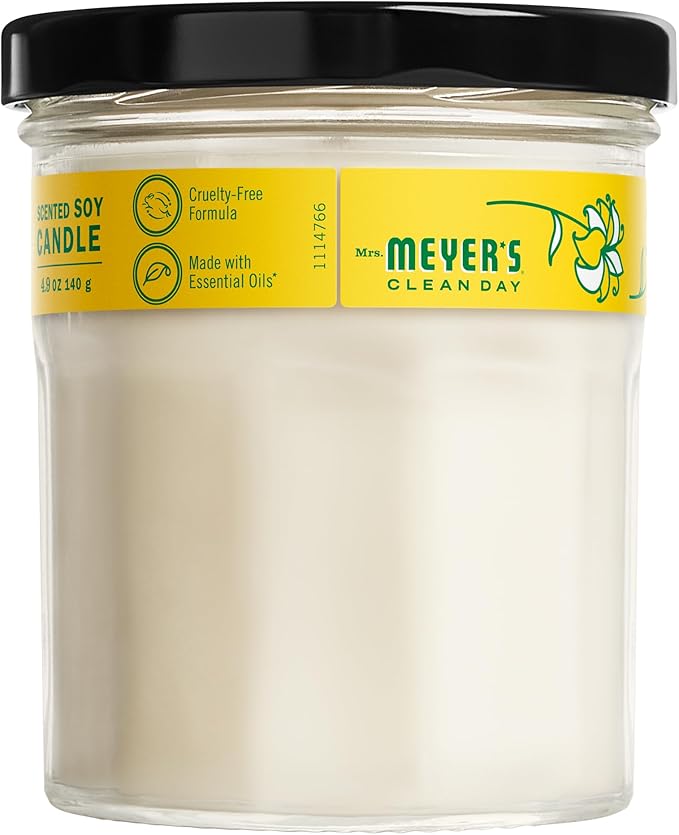 MRS. MEYER'S CLEAN DAY Soy Aromatherapy Candle, 25 Hour Burn Time, Made with Soy Wax and Essential Oils, Honeysuckle, 4.9 oz