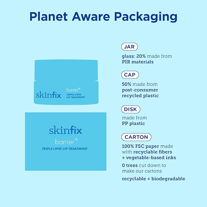 Skinfix Triple Lipid Lip Treatment - 0.27 oz - Hydrating, Volumizing Balm - Visibly Smooths Fine Lines - Fragrance Free - Vegan, Cruelty Free