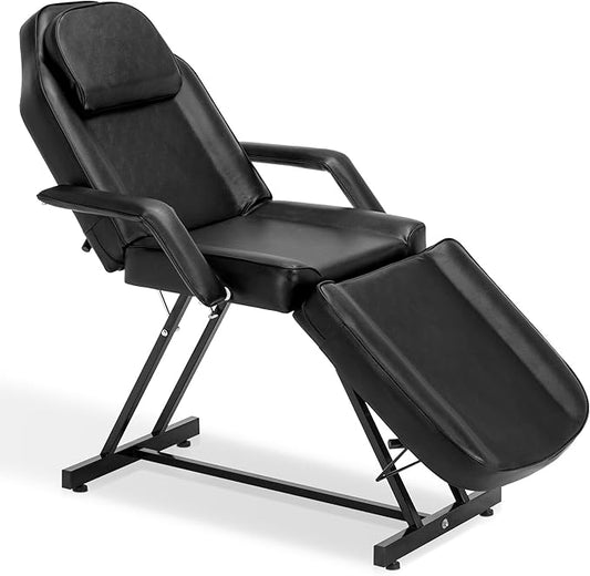 BarberPub Adjustable Tattoo Chair, 72" Multi-Purpose Facial Bed, Tattoo Treatment Table for Clients & Estheticians, 0015 (Black)