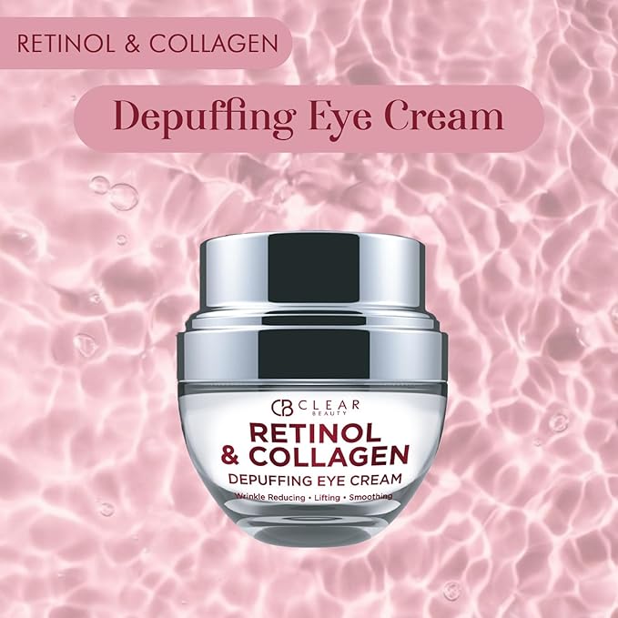 Clear Beauty Retinol Eye Cream with Collagen - Anti-Aging, Hydrating & Reduces Puffiness & Wrinkles - Dermatologist Tested, Cruelty-Free Korean Skin Care for All Skin Types - 1.01 Fl. Oz